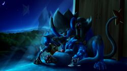 after_sex alcohol anal beverage ceylon cum cum_in_ass cum_inside dark_violet drunk feral food lucario luxray male nature nintendo penis pokemon pokemon_(species) video_games yaoi