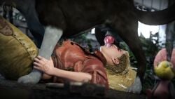 1boy 1boy1girl blowjob canine canine_on_human canine_penis cleavage deep_blowjob deepthroat deityofdepravity domestic_dog female gemma_(monster_hunter_wilds) interspecies knot knotted_penis monster_hunter monster_hunter_wilds oral oral_sex saliva saliva_string sloppy sloppy_blowjob sucking sucking_penis tagme video zoophilia
