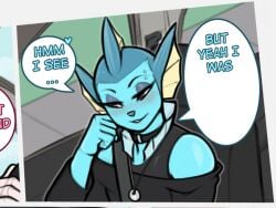 1boy 2026 4:3 5_fingers absurd_res anthro anthrofied barbell_piercing biped black_clothing black_nose black_topwear blue_body blush bodily_fluids bottomwear bulge clothed clothed_anthro clothed_male clothing comic cum cum_in_clothes day_dream detailed_background dialogue duo eeveelution english_text erection erection_under_clothes eyebrow_barbell eyebrow_piercing facial_piercing femboy fingers flustered frill_(anatomy) fur generation_1_pokemon generation_6_pokemon genital_fluids heart_symbol hi_res high_quality higher_resolution_available humanoid_hands inside jewelry longer_than_2_minutes longer_than_30_seconds longer_than_one_minute male male_anthro male_only navel necklace nintendo open_mouth oro97 pendant piercing pokemon pokemon_(species) pokemorph solo solo_male speech_bubble standing sweat sylveon tagme tail teeth text tongue topwear vaporeon video voice_acted wet wet_clothing white_bottomwear white_clothing