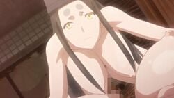 10s 2017 2girls animated animated_gif bisexual_female black_hair blush bouncing_breasts breasts censored dildo eboshi_hat female group_sex hanging_breasts hat hetero hikimayu indoors kiss large_breasts long_hair lying mosaic_censoring multiple_girls nipples nude on_back orgy sex sex_toy shikkoku_no_shaga shikkoku_no_shaga_the_animation sliding_doors spread_legs strap-on tagme toyohime yellow_eyes yuri