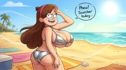 ass beach bikini breasts disney_xd gravity_falls mabel_pines wind