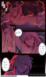 2girls cesarzebrah evernight_(honkai:_star_rail) fingering honkai:_star_rail march_7th_(honkai:_star_rail) selfcest wet_pussy yuri