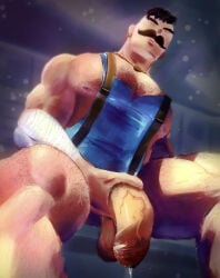boiscull deadlock gay hairy hairy_chest lash_(deadlock) male_focus penis pre-cum precum precum_drip shirt_only soft_penis solo solo_focus solo_male unerect