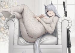 1girl 1girls ak-15_(girls'_frontline) ass female female_only girls'_frontline horse_girl j_adsen tagme voymastina_(girls'_frontline_2) white-haired_female white_hair