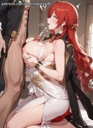 !? 1girl 1girls adult adult_female ai_generated boobs breasts bronzegrenade cock cum dick ejaculating ejaculating_cum ejaculation female female_focus girl himeko_(honkai:_star_rail) honkai:_star_rail honkai_(series) indoor indoors kneeling kneeling_female looking looking_at_partner looking_surprised mature mature_body mature_female on_knees paizuri penis penis_between_breasts red_hair room semen sexy sexy_body shocked shocked_expression solo_focus sperm surprise surprised surprised_expression surprised_face titfuck titjob tits uncensored watermark