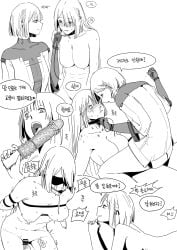 2girls ak-15_(girls'_frontline) female female/female female_only girls'_frontline huqu rpk-16_(girls'_frontline) tagme voymastina_(girls'_frontline_2) white-haired_female white_hair yuri