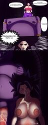 1boy 1girls after_sex alternate_version_available big_ass big_breasts black_hair caulifla champa champanized comic comic_strip cum_in_mouth cum_on_body cum_on_breasts dominant_male dragon_ball dragon_ball_super english excessive_cum femsub furry furry_male god_of_destruction humiliated humiliation interspecies knot knotted_penis nipples pregnant ralderx_(artist) saiyan standing unconscious unconscious_female