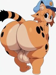 ai_generated anthro ass ass_close-up ass_focus back_view backsack balls ballsack bangs barefoot big_ass black_eyes blue_headwear bobcat bottom_heavy character_request chubby_female domestic_cat empty_eyes fat_ass feet feline full_body hair_between_eyes hat hat_only hi_res huge_ass large_ass looking_at_viewer looking_back lynx mammal median_furrow medium_hair multicolored_fur nude nude_female orange_body orange_hair original original_character plump red_nose round_ass shortstack spotted_ass spotted_body spotted_fur sssonic2 sssonic2_(style) striped_tail tareme testicles thick_thighs thighs two-tone_fur voluptuous voluptuous_female wide_hips