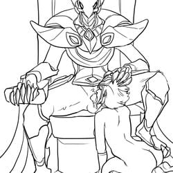 anthro ass avian azir back balls beak breasts chair cum cum_inside fellatio female hand_on_head human human_on_anthro interspecies ire league_of_legends male mammal monochrome oral orgasm penis quinn sex simple_background straight throne white_background