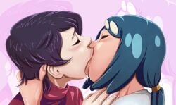 2girls alternate_version_available blue_hair blush blush_lines blushing closed_eyes creatures_(company) crossover curvy curvy_female deep_kiss deep_kissing duo duo_focus eyes_closed face_focus female female/female female_focus female_only ferenand french_kiss french_kissing gamefreak grab grabbing grabbing_head head_grab kissing kissing_fetish komi-san_wa_komyushou_desu komi_can't_communicate komi_shuuko lana's_mother_(pokemon) light-skinned_female light_skin long_hair mature mature_female medium_hair milf milf_on_milf nintendo passionate passionate_kiss pokemon pokemon_(anime) pokemon_(game) pokemon_sm pokemon_sm_(anime) purple_hair saliva saliva_drip saliva_trail shirt short_hair simple_background sweater turtleneck turtleneck_sweater voluptuous voluptuous_female white_shirt yuri