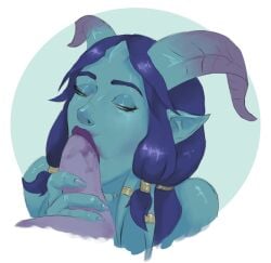 1boy 1girls blizzard_entertainment draenei erection fellatio female fyk57ok lipstick lipstick_mark lipstick_on_penis male oral oral_sex penis warcraft world_of_warcraft