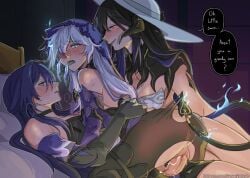2girls 3some cesarzebrah cowgirl_position cum_in_pussy honkai:_star_rail yuri