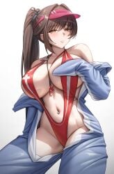 1girls artist_request breasts female female_focus goddess_of_victory:_nikke large_breasts light-skinned_female light_skin marciana_(nikke) navel_piercing sling_bikini swimsuit thick_thighs thighs wide_hips