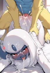 absol ai_generated creampie cum cum_in_pussy cum_inside leaking_cum love_making manectric pokemon_(species) romantic_couple romantic_sex vaginal_penetration