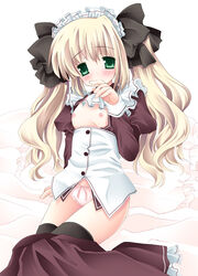 blonde_hair maid natsume_eri original panties tied_hair twintails underwear undressing waitress