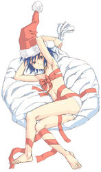 armpits as-special barefoot christmas feet flat_chest naked_ribbon panties ribbon ribbons satou_atsuki underwear white_panties