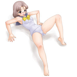 barefoot cameltoe feet glasses love_bulge mashue one-piece_swimsuit original school_swimsuit school_uniform serafuku swimsuit