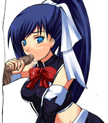 blue_eyes blue_hair censored character_request cum cum_in_mouth fellatio hair_ribbon kuronezumi oral penis ribbon sex source_request