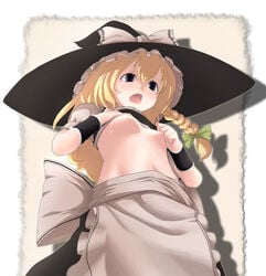 apron black_eyes blonde_hair braid breasts buriki female hat human marisa_kirisame solo touhou