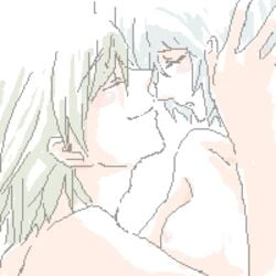 kaworu_nagisa lowres lrk monochrome neon_genesis_evangelion nude oekaki rei_ayanami tagme