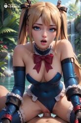 1boy 1boy1girl 1girls ai_generated areola_slip artist_name bare_shoulders black_ribbon blonde_hair blue_eyes blue_one-piece_swimsuit blue_thighhighs bow breasts clothed_female_nude_male clothed_sex clothing_aside covered_navel cowgirl_position cowgirl_position dead_or_alive dead_or_alive_5 dead_or_alive_5_last_round dead_or_alive_6 detached_sleeves frilled_one-piece_swimsuit frills gloves hair_ornament hair_ribbon hi_res highleg lips long_hair looking_at_viewer marie_rose medium_breasts one-piece_swimsuit open_mouth outdoors penis pov pussy r34arts red_bow ribbon sex solo_focus spread_legs straddling straight sweat swimsuit swimsuit_aside thighhighs twintails uncensored vaginal_penetration vaginal_penetration vaginal_sex water x_hair_ornament