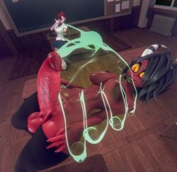 2girls 3d 3d_(artwork) areolae ayase_momo big_areola big_ass big_balls big_breasts big_butt big_nipples big_penis big_thighs dandadan demon demon_girl futa_on_female futanari helluva_boss horn horns horny huge_ass huge_balls huge_breasts huge_butt huge_cock huge_nipples huge_thighs jinushi_san millie_(helluva_boss) naked naked_female succubus