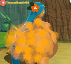 (theusagiboy1406) 3d 3d_(artwork) 3d_model 3d_render ass ass_focus backside big_ass blue_hair breasts bubble_ass bubble_butt closed_eyes cookie_run cookie_run_kingdom curvy curvy_figure eye_through_hair fart fart_cloud fart_fetish farting farts female female_focus female_only flower_in_hair huge_ass jungle mikumikudance mmd naked naked_female nipples patreon_logo tiger_lily_cookie