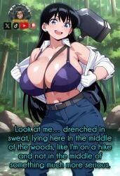 ai_generated animated arato_nagi black_hair friki8otaku huge_breasts hyper_breasts long_hair river ruri_no_houseki ruri_rocks sound tagme video voice_acted wet_clothes wet_skin