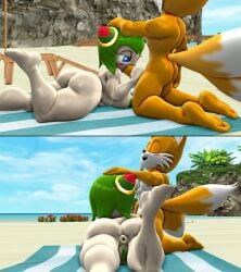 1boy 1girls 3d 4kids_entertainment anthro anus ass beach beach_sex beach_towel big_ass big_breasts blowjob breasts canon_couple closed_eyes cosmo_the_seedrian fellatio female hand_on_head handjob handjob_while_sucking looking_pleasured male mikumikudance miles_tails_prower mmd nude oral oral_sex sega silverteam2017 sonic_(series) sonic_the_hedgehog_(series) sonic_x tails_the_fox thighs tms_entertainment