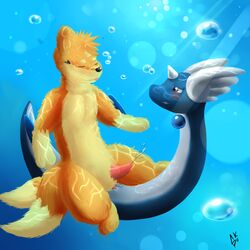 buizel closed_eyes cum cumshot dragonair duo male nintendo orgasm penis pokemon sirkiller underwater video_games water yaoi