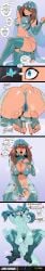absurd_res anthro anus big_breasts blue_body blue_eyes blue_fur bodily_fluids breasts brown_hair camel_toe claws clothed clothing comic dancer_outfit digit_ring eeveelution english_text fangs feet female finger_fuck fingering fingering_self fingerless_gloves fur fur_growth generation_4_pokemon genital_fluids genitals glaceon gloves growth hair handwear hi_res human human_to_anthro jewelry legwear long_image lordburqan mammal masturbation may_(pokemon) nintendo nipple_outline pokemon pokemon_(species) pokemorph pussy ring skimpy solo species_transformation standing_masturbation stirrup_legwear stirrup_stockings stockings tail tall_image teeth text thick_thighs thigh_highs toe_claws toe_ring toes transformation transformation_sequence vaginal_fluids vaginal_masturbation vaginal_penetration veil vulva