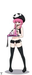1girls annoyed annoyed_expression arms_behind_back bondage boots covered_mouth female female_only functionally_nude functionally_nude_female gag gagged gagged_female humiliation jakuzure_nonon kill_la_kill navel nipple_clamps nipples nudist_beach_uniform pink_hair pussy red_eyes servi serving_tray sex_toy slave solo thighs tony_x_play tonyxplay torture tray vagina
