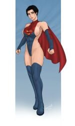 1girls barely_contained cameltoe female huge_ass huge_breasts kronodeft latina sideboob stockings supergirl supergirl_(sasha_calle) tight_clothing
