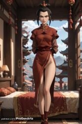 1girls ai_generated architecture arms_behind_back artist_name avatar_legends avatar_the_last_airbender azula bed black_hair blue_sky breasts brown_eyes chinese_clothes closed_mouth cloud day dress east_asian_architecture female full_body hair_bun hair_ornament hi_res indoors lipstick long_sleeves looking_at_viewer makeup nickelodeon nicktoons no_panties patreon_username pillow progenarts pussy red_dress red_footwear red_lips red_socks side_slit sky socks solo standing uncensored web_address wooden_floor