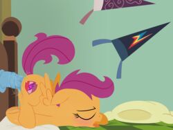 1girls 2016 blush cub dildo dtcx97 equine female feral friendship_is_magic mammal masturbation my_little_pony pegasus purple_hair scootaloo_(mlp) sex_toy solo wings young