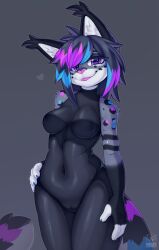 2025 absurd_res anthro biped breasts claws digital_drawing_(artwork) digital_media_(artwork) felid feline female finger_claws fingers front_view fur genitals grey_body grey_fur grey_hair grey_tail hair hi_res inner_ear_fluff jinxit looking_at_viewer lynx mammal markings navel nude nude_anthro nude_female purple_eyes pussy simple_background smile solo spots spotted_body spotted_fur standing striped_body striped_fur striped_markings striped_tail stripes tail tail_markings tongue tongue_out tuft vulva
