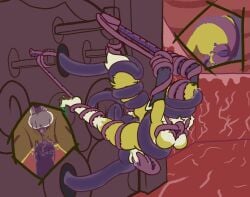 anal anal_sex balls bandai_namco blindfold bondage bound breasts digimon digimon_(species) futanari genitals hi_res intersex paws penetration penile penis penis_milking renamon tagme tail tentacle trapknight