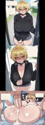 11_22 adjusting_clothes ahe_gao ai_generated big_breasts big_penis black_choker black_hoodie blonde_hair blue_eyes blush breasts choker cleavage comic cum cum_in_pussy cum_inside cum_overflow dialogue doorway drooling embarrassed genderswap_(mtf) half-closed_eyes hoodie huge_breasts huge_cock kris_(11_22) large_breasts large_penis looking_at_viewer mating_press naked nipples nude oc open_mouth original original_character penis rolling_eyes rough_sex rule_63 saliva sex short_hair short_shorts speech_bubble sweat text tomboy tongue_out vaginal_penetration vaginal_sex veiny_penis wide_hips