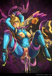 anal arms_up blonde_hair blue_eyes bodysuit breasts breasts_out claws cum cum_in_ass cum_in_mouth cum_in_pussy extreme_french_kiss female fucked_silly glowing katoki metroid multiple_anal_insertions nintendo oral ponytail pubic_hair rape restrained ripped_clothes ripped_clothing robot rocket_heels rolling_eyes samus_aran spread_legs super_smash_bros. tentacle tied_hair torn_clothes torn_clothing zero_suit zero_suit_samus