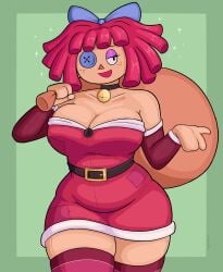 1girls absurd_res absurd_resolution absurdres bare_shoulders big_breasts black_eyes breasts busty choker christmas christmas_clothing christmas_outfit chubby chubby_female cleavage curvaceous curvy curvy_female curvy_figure doll doll_girl dress female female_focus female_only freckles freckles_on_face front_view glitch_productions hair_bow hairbow half-closed_eyes hi_res high_resolution highres holidays how large_breasts love_handles medium_hair narrowed_eyes ragatha ragatha_(the_amazing_digital_circus) red_hair sack sketchfins slightly_chubby slightly_chubby_female solo solo_female solo_focus tagme the_amazing_digital_circus thick_thighs thighhighs thighs tummy_bulge viewed_from_front voluptuous voluptuous_female xmas