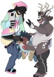 canine deer double_handjob feline femboy foursome fucked_from_behind holding_penis jerking male penis rabbit self_upload selfie submissive_male threesome wolf