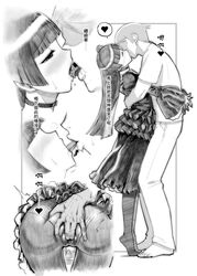 1boy ass ass_grab black_hair black_legwear blush comic dress female flower gamerag gokou_ruri gothic_lolita highres hime_cut kousaka_kyousuke lolita_fashion long_hair masturbation mole monochrome ore_no_imouto_ga_konna_ni_kawaii_wake_ga_nai pantyhose rose straight