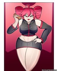 1girls 2d 2d_(artwork) ahoge apolofebusdraw baguette big_breasts big_thighs breasts clothed clothed_female clothing crop_top cropped_jacket curvaceous curvy curvy_female curvy_figure detached_sleeves female female_only food fully_clothed hand_on_hip huge_breasts huge_thighs kasane_teto large_breasts large_thighs leaning_forward miniskirt mocking mocking_viewer plump plump_breasts plump_thighs red_eyes red_hair sfw shiny_skin simple_background skirt solo solo_female thick_thighs thighs tongue tongue_out twin_drills utau voluptuous voluptuous_female wide_hips