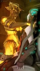 abs athletic athletic_female big_ass big_butt big_thighs breath female femboy femboy_on_female femboysub femdom glowing glowing_genitalia male male_penetrating male_penetrating_female nezha_(warframe) partially_clothed penetration pussy robot robot_girl robot_humanoid samtrix sex sideboob tagme valkyr_(warframe) valkyr_heirloom_(warframe) warframe
