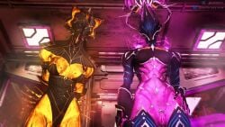 abs athletic athletic_female big_ass big_butt big_thighs ember_(warframe) ember_heirloom_(warframe) female female_only glowing glowing_genitalia looking_at_viewer partially_clothed pussy robot robot_girl robot_humanoid samtrix sideboob tagme valkyr_(warframe) valkyr_heirloom_(warframe) warframe