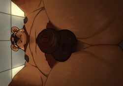 alternate_version_at_source anthro ass balls bear benny_(bennyafterdark) big_butt darkened_balls darkened_genitalia darkened_penis foreskin genital_focus genitals hi_res humanoid_genitalia humanoid_penis looking_at_viewer looking_down looking_down_at_viewer looming low-angle_view male mammal moobs nipples nude penis penis_focus perineum pubes scottsktch slightly_chubby smaller_version_at_source solo thick_thighs uncircumcised