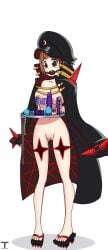 1girls arms_behind_back bancho belt big_breasts black_hat black_jacket bondage breasts brown_eyes brown_hair covered_mouth female functionally_nude functionally_nude_female gag gagged gagged_female humiliation kill_la_kill mankanshoku_mako navel nipple_clamp nipples only_female pussy servi serving_tray sex_toy short_hair slave solo thighs tied_arms tony_x_play tonyxplay torture tray vagina