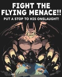 5_fingers abs anthro avian beak biceps biped blackestmanamultis boxer_briefs brown_body brown_fur building building_destruction bulge carpo claws clothed clothing destruction detailed_bulge earth erection erection_under_briefs erection_under_clothing feathered_wings feathers finger_claws fingerless_gloves fingers fur genital_outline genitals gloves gryphon handwear hi_res humanoid_genitalia humanoid_penis looking_at_viewer macro macro_anthro macro_male male muscular muscular_anthro muscular_male mythological_avian mythological_creature mythology nude outside pecs penile penis penis_outline planet planet_dwarfing poster smile solo space terra_macro text underwear wings