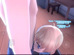 blonde_hair blue_eyes camera_around_neck clothed_male_nude_male faceless_male fureddo_jonzu gakuran gay gay_domination male_only neckerchief nuzzling nuzzling_balls nuzzling_penis possible_rape sniffing sniffing_clothes sniffing_musk storage_room tagme underwear_only yandere_simulator yaoi