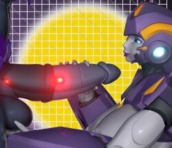2026 3d 3d_(artwork) 3d_render areola areolae autobot big_breasts blue_eyes breasts breasts_out cupping_balls female female_only hand_on_penis large_breasts nautica nipples purple_body soundpunk501 staring_at_penis transformers yellow_body